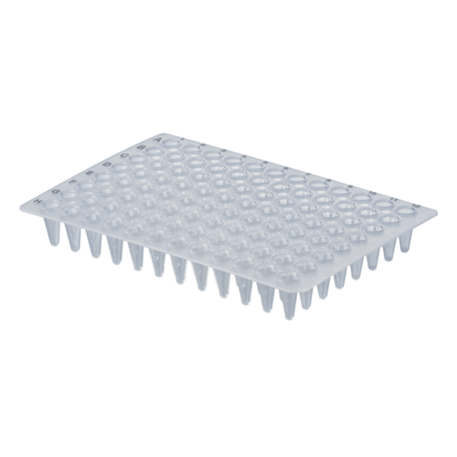 PCR plate without skirt, 96 well, transparent, Low Profile, 100 µl, PCR Performance Tested, PP